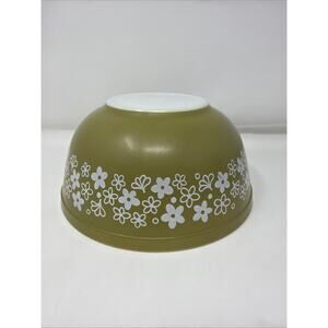 Vintage Pyrex 403 Green Spring Blossom Crazy Daisy 2 1/2 Quart Mixing Bowl